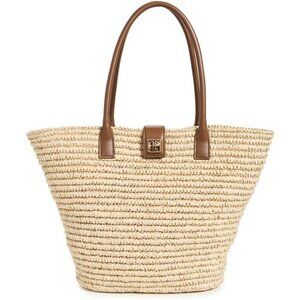 ANINE BING Lou Tote Monogram Natural With Cognac New NWT Quiet Luxury Off Duty